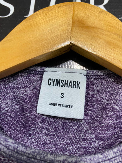 GYMSHARK |S| BUST 12| PURPLE / PLUM MARLED SEAMLESS LONG-SLEEVE CROP TOP ACTIVEWEAR