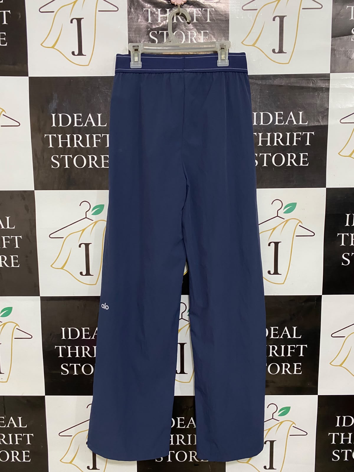 ALO |M| WAIST 26| YOGA NAVY BLUE BRANDED WAISTBAND WIDE-LEG LOUNGE PANTS ACTIVEWEAR