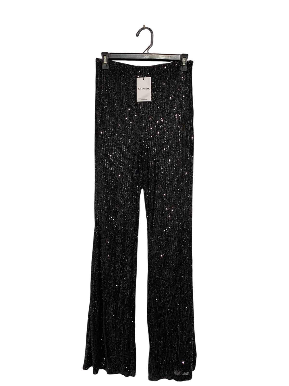 SHOWPO |M| WAIST 26| A26| GLAMOROUS BLACK SEQUIN WIDE-LEG PARTY TROUSERS