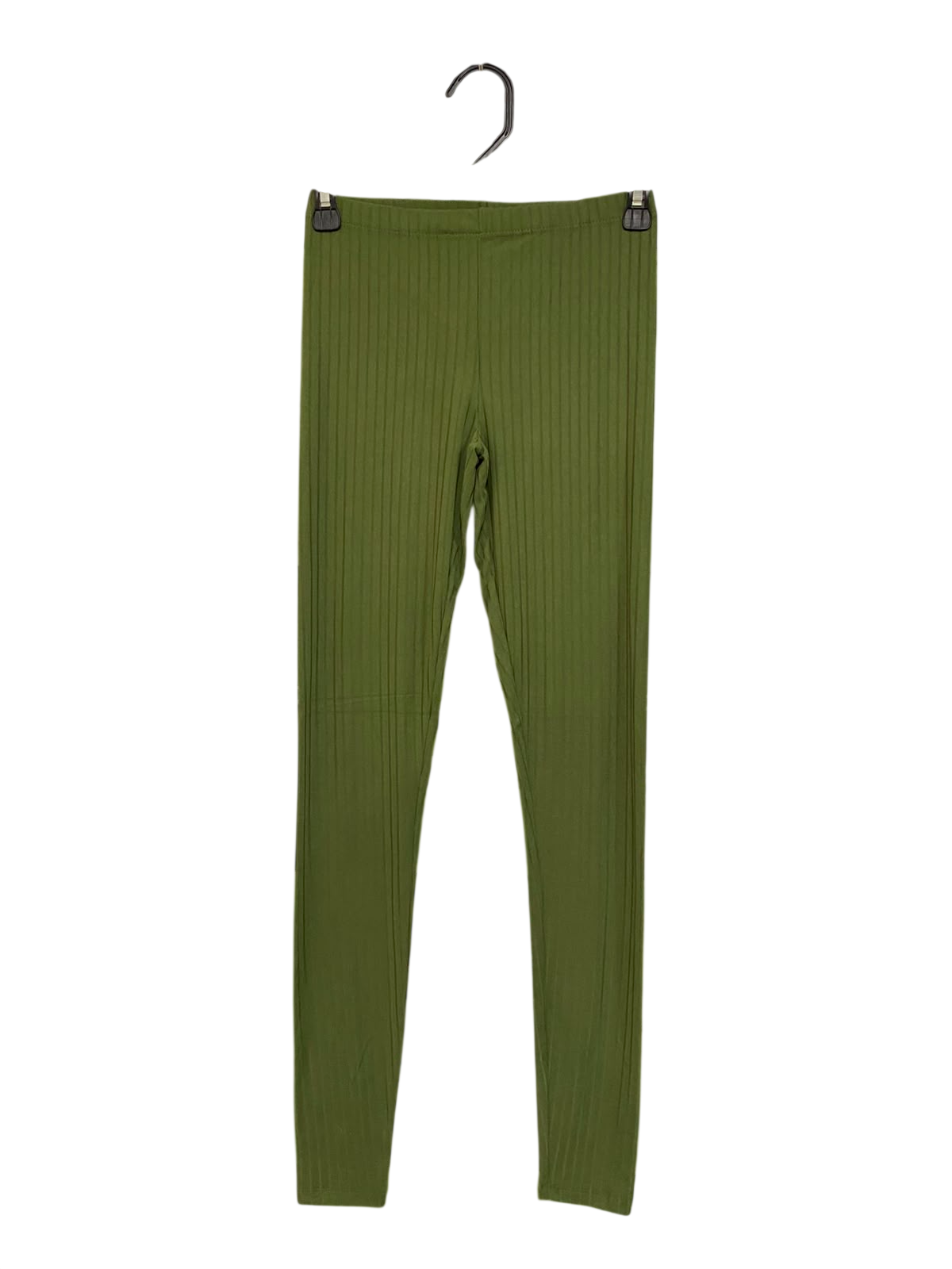 BRAVE SOUL |XS| WAIST 24| A26| OLIVE GREEN RIBBED TEXTURED CASUAL LEGGINGS LOUNGEWEAR