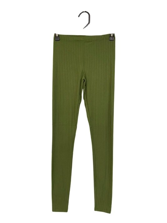BRAVE SOUL |XS| WAIST 24| A26| OLIVE GREEN RIBBED TEXTURED CASUAL LEGGINGS LOUNGEWEAR