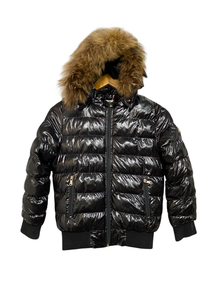 MONCLER |M| BUST 18| B32| GLOSSY BLACK PUFFER JACKET WITH FAUX FUR HOOD WINTER OUTERWEAR