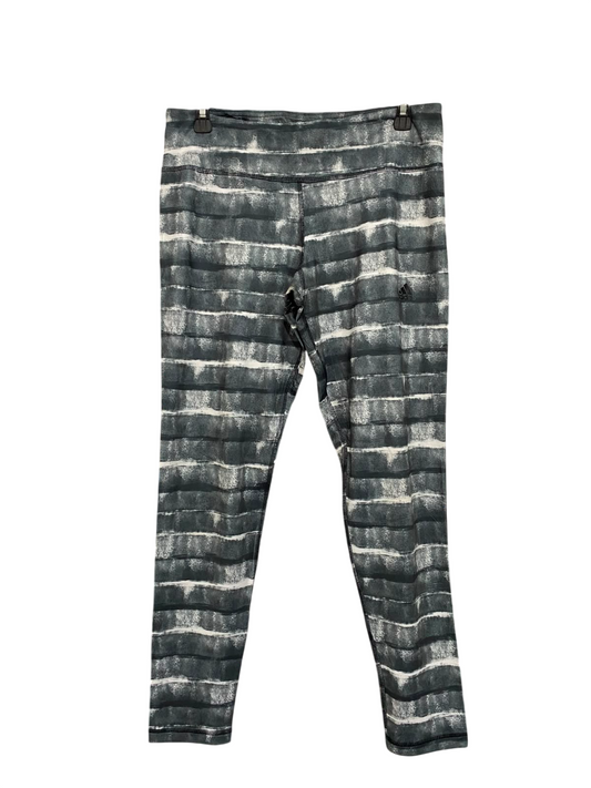 ADIDAS |M| WAIST 30| A26| GREY & WHITE BRUSHSTROKE STRIPE ACTIVEWEAR LEGGINGS
