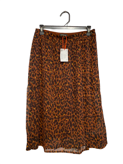 SUPERDRY |M| BUST 28| A26| BROWN LEOPARD ANIMAL PRINT METALLIC THREAD MIDI SKIRT CASUAL WEAR