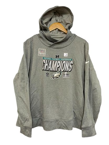 NIKE |XXL| BUST 26| A27| PHILADELPHIA EAGLES NFC CHAMPIONS GREY ATHLETIC HOODIE ACTIVEWEAR
