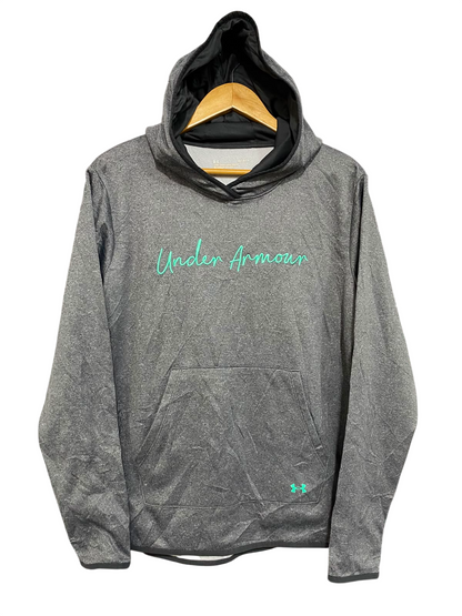 UNDER ARMOUR |L| BUST 22| A27| GREY MARLED SCRIPT LOGO ATHLETIC HOODIE ACTIVEWEAR