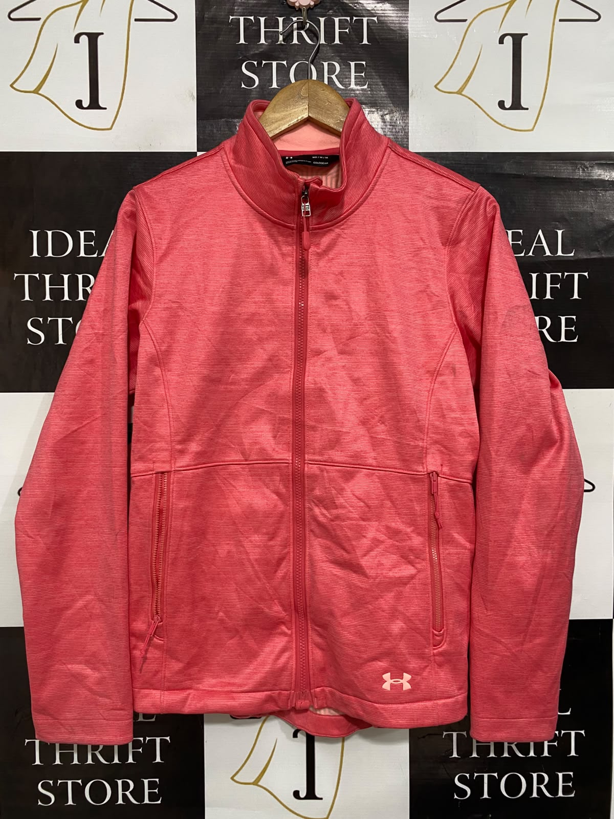 UNDER ARMOUR |M| BUST 20| A27| CORAL PINK MARLED FULL-ZIP ATHLETIC JACKET ACTIVEWEAR