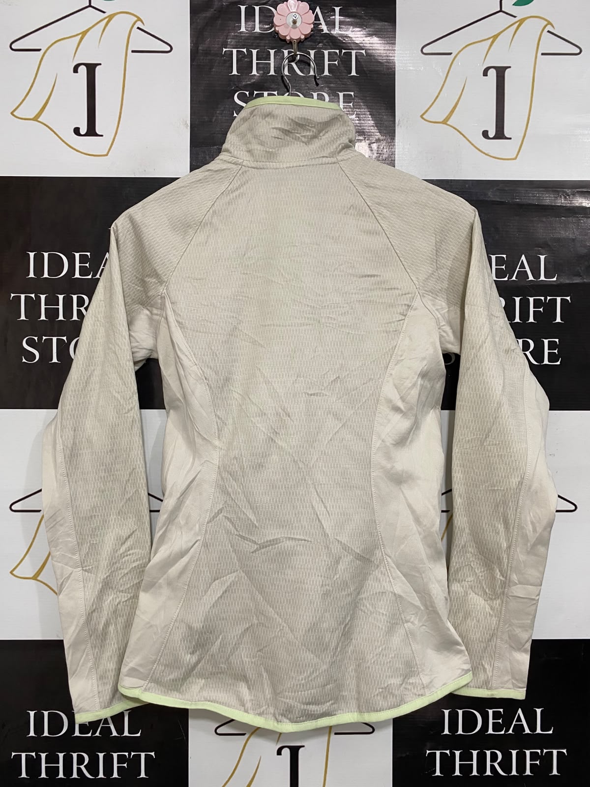 THE NORTH FACE |XS| BUST 16| A27| BEIGE & LIGHT GREEN TRIM TEXTURED FULL-ZIP ACTIVEWEAR JACKET