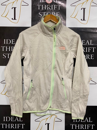 THE NORTH FACE |XS| BUST 16| A27| BEIGE & LIGHT GREEN TRIM TEXTURED FULL-ZIP ACTIVEWEAR JACKET