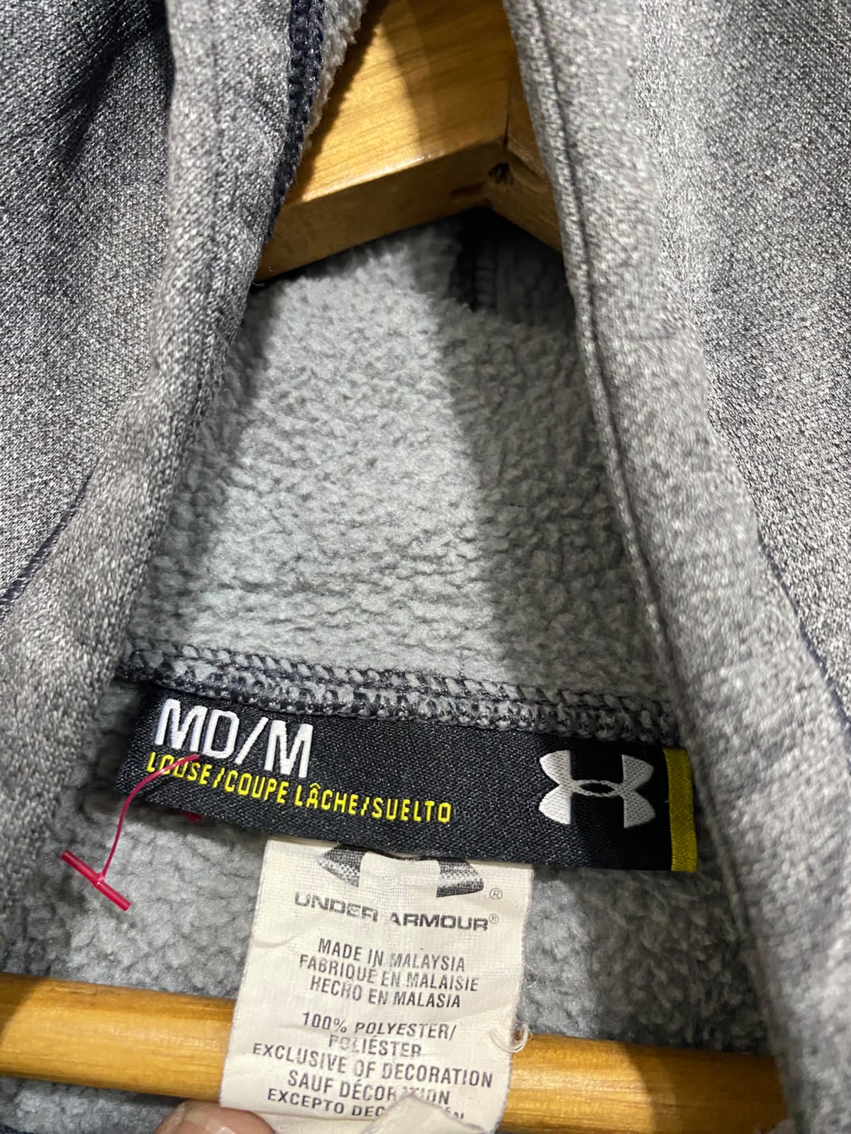 UNDER ARMOUR |M| BUST 21| A27| CHARCOAL GREY PERFORMANCE FLEECE ATHLETIC HOODIE ACTIVEWEAR