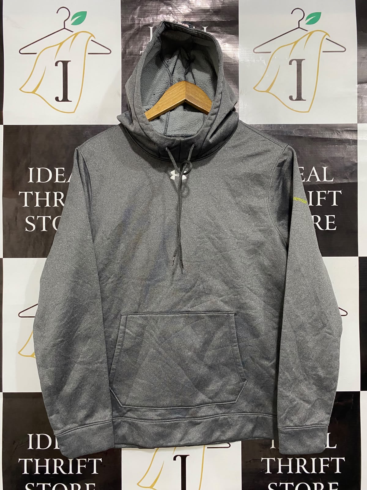 UNDER ARMOUR |M| BUST 21| A27| CHARCOAL GREY PERFORMANCE FLEECE ATHLETIC HOODIE ACTIVEWEAR