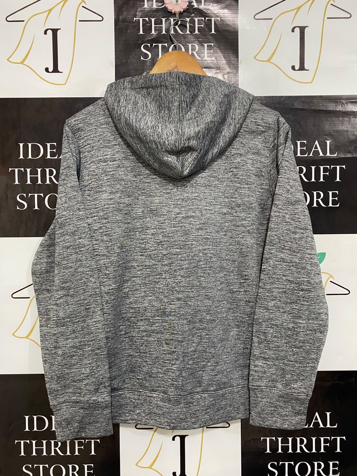 UNDER ARMOUR |M| BUST 20| A27| GREY & VIBRANT PINK LOGO PERFORMANCE FLEECE ATHLETIC HOODIE