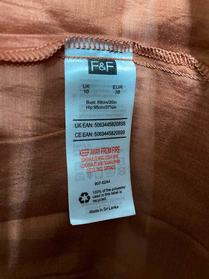 F&F |M| BUST 22| A26| RUST BROWN MULTI-TIERED RUFFLE SLEEVE MIDI DRESS CASUAL WEAR