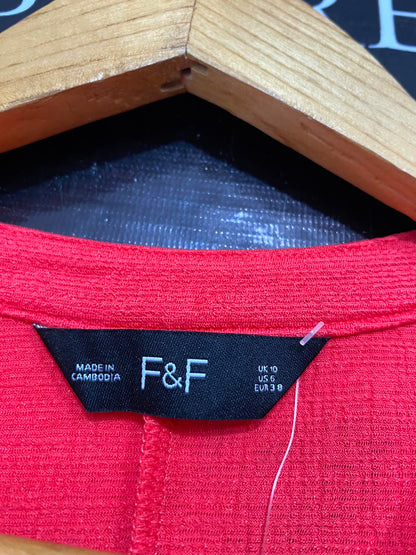 F&F |M| BUST FREE | A26| VIBRANT RED FAUX-WRAP SHORT SLEEVE WIDE-LEG JUMPSUIT CASUAL WEAR