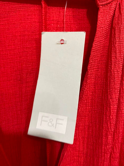 F&F |M| BUST FREE | A26| VIBRANT RED FAUX-WRAP SHORT SLEEVE WIDE-LEG JUMPSUIT CASUAL WEAR