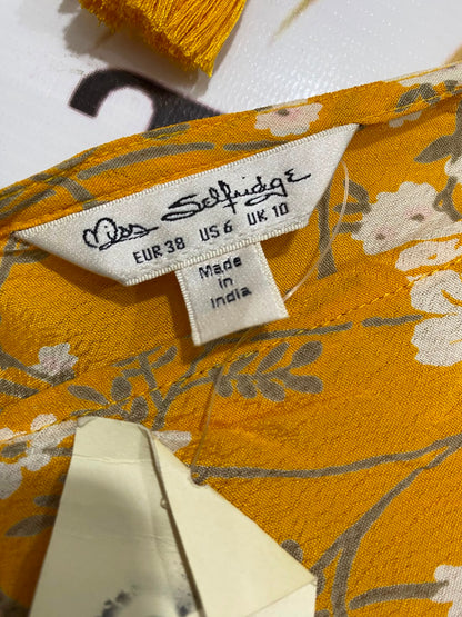 MISS SELFIDGE |M| BUST FREE| A26| MUSTARD YELLOW FLORAL PATCHWORK V-NECK MAXI DRESS CASUAL WEAR