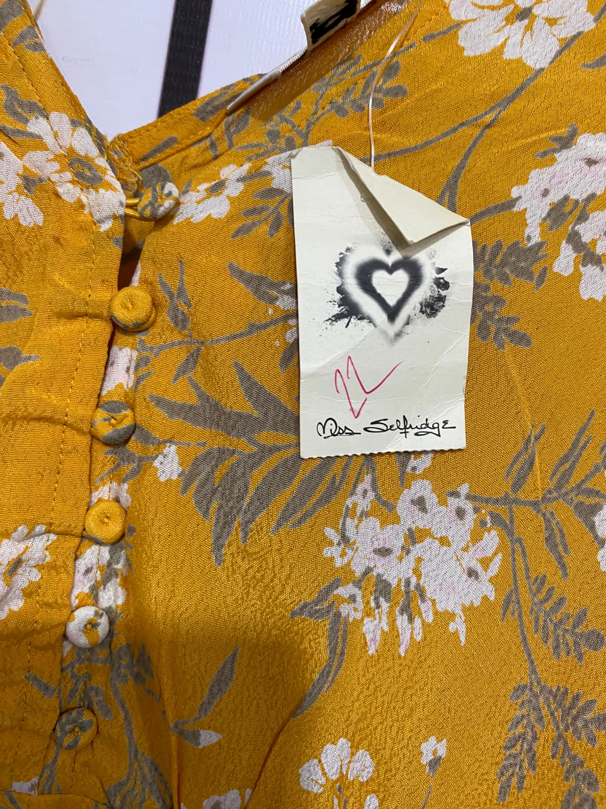 MISS SELFIDGE |M| BUST FREE| A26| MUSTARD YELLOW FLORAL PATCHWORK V-NECK MAXI DRESS CASUAL WEAR