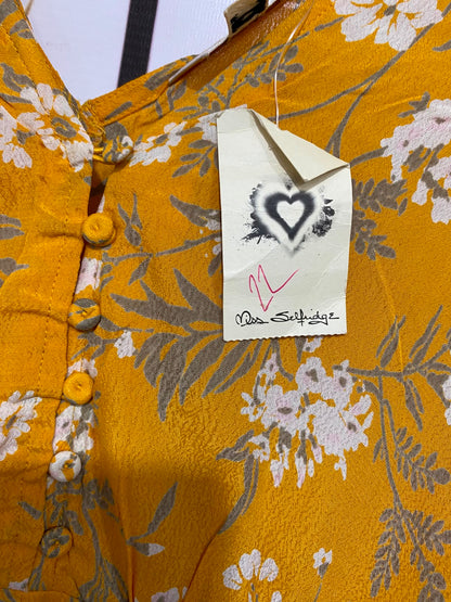 MISS SELFIDGE |M| BUST FREE| A26| MUSTARD YELLOW FLORAL PATCHWORK V-NECK MAXI DRESS CASUAL WEAR