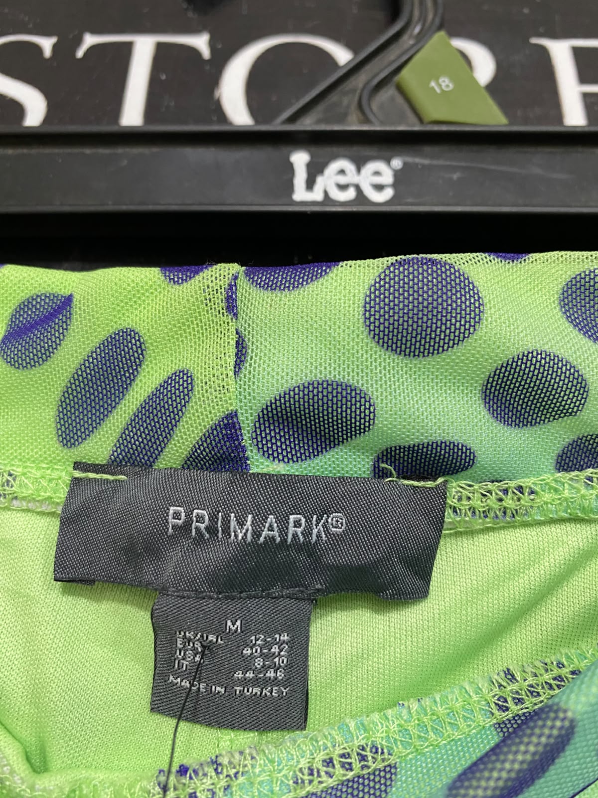 PRIMARK |M| WAIST 28| A26| GREEN & BLUE ABSTRACT DOT PRINT MESH FLARED TROUSERS CASUAL WEAR