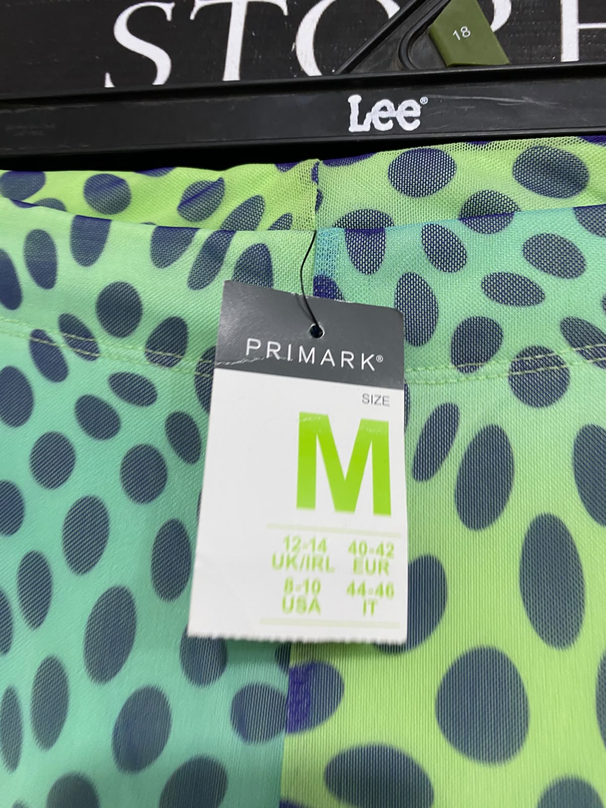 PRIMARK |M| WAIST 28| A26| GREEN & BLUE ABSTRACT DOT PRINT MESH FLARED TROUSERS CASUAL WEAR