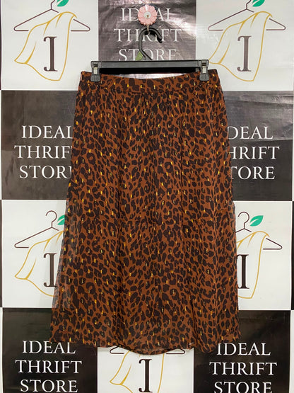 SUPERDRY |M| BUST 28| A26| BROWN LEOPARD ANIMAL PRINT METALLIC THREAD MIDI SKIRT CASUAL WEAR