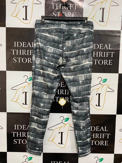 ADIDAS |M| WAIST 30| A26| GREY & WHITE BRUSHSTROKE STRIPE ACTIVEWEAR LEGGINGS