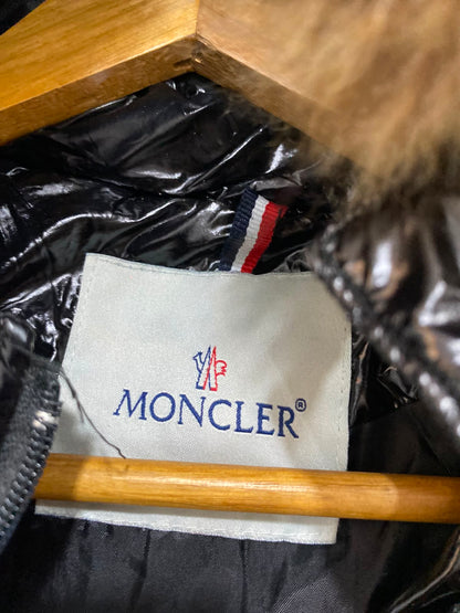 MONCLER |M| BUST 18| B32| GLOSSY BLACK PUFFER JACKET WITH FAUX FUR HOOD WINTER OUTERWEAR