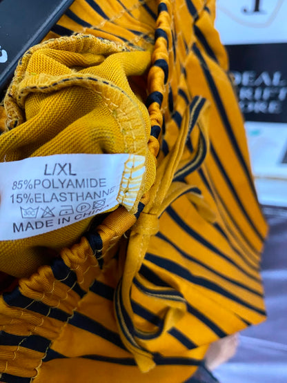 |L/XL| WAIST 26| A26| MUSTARD YELLOW & BLACK STRIPED CARGO CASUAL TROUSERS