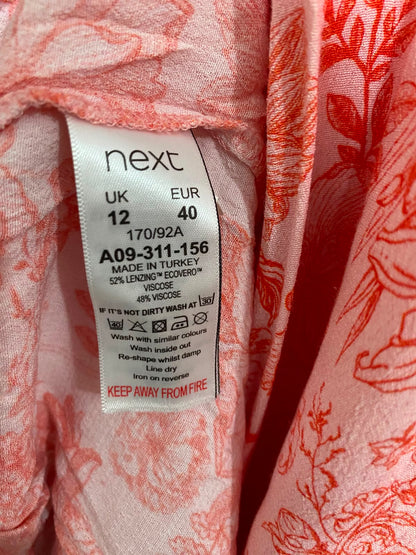 NEXT |M| BUST 12| A26| PINK & RED FLORAL PRINT SMOCKED SQUARE-NECK MIDI DRESS