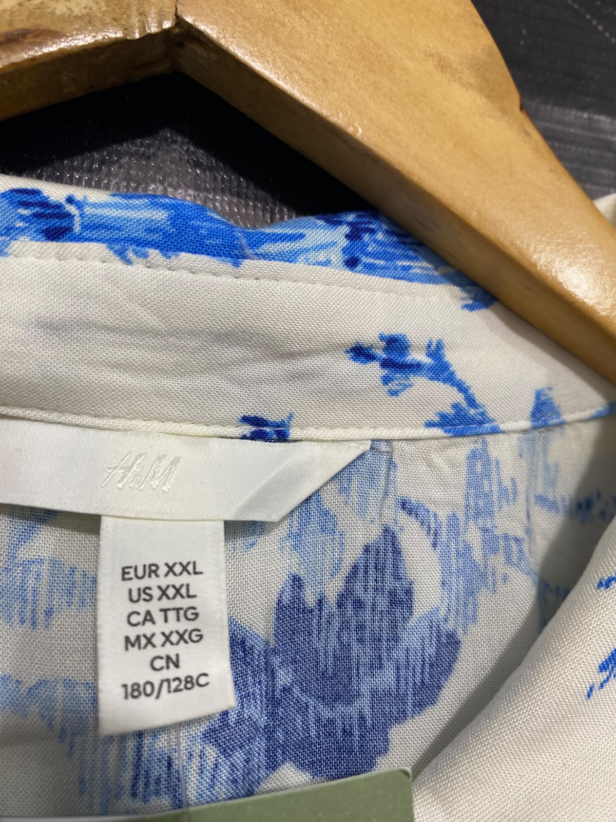 H&M |XL| BUST FREE| A26| BLUE & WHITE FLORAL PRINT COLLARED SHIRT MIDI DRESS WITH TIE WAIST