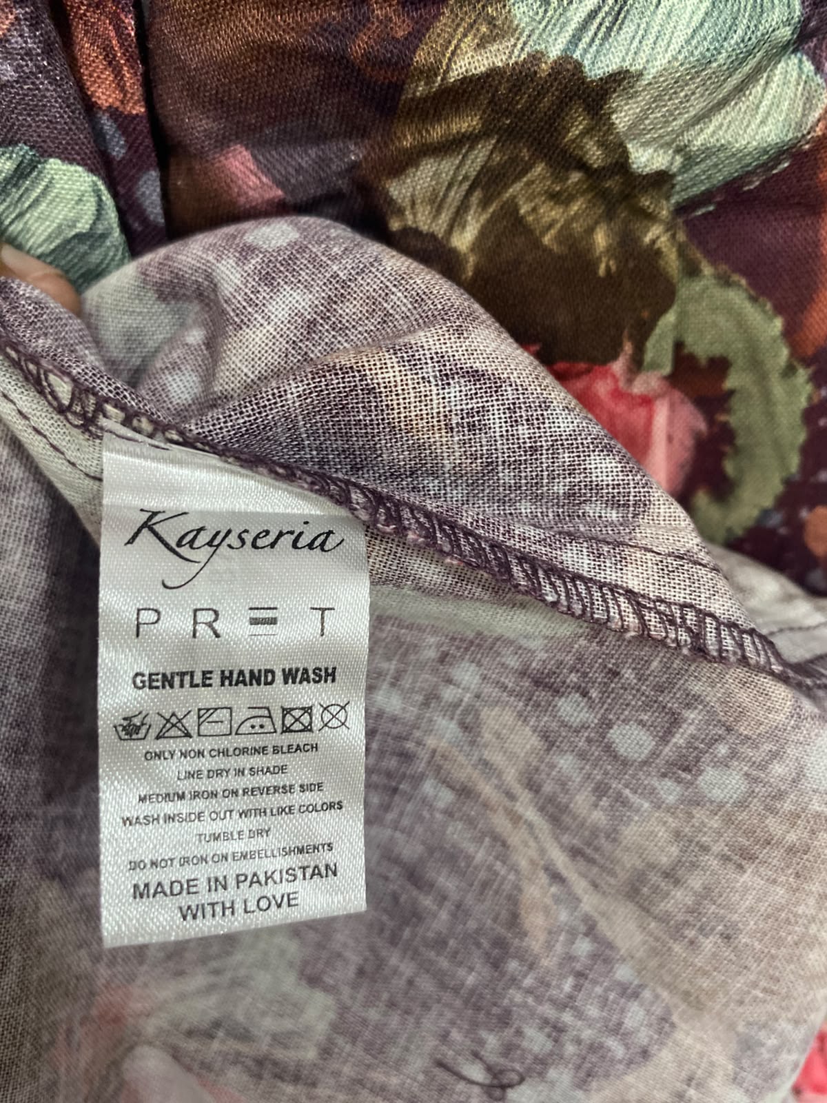 KAYSERIA |XL| BUST 22| A26| DEEP PLUM & MULTICOLOR BOTANICAL PRINT LONG-SLEEVE MIDI DRESS