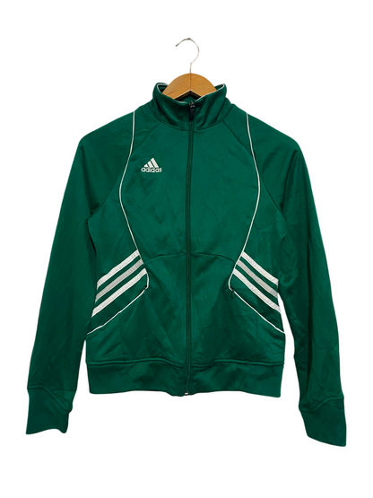 ADIDAS |S| BUST 17| A27| FOREST GREEN & WHITE PIPED ATHLETIC ZIP-UP TRACK JACKET