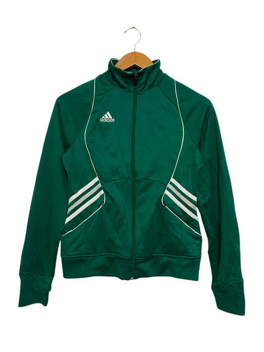 ADIDAS |S| BUST 17| A27| FOREST GREEN & WHITE PIPED ATHLETIC ZIP-UP TRACK JACKET