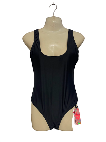 SINSAY |S| BUST 16| A27| CLASSIC BLACK SCOOP-NECK ONE-PIECE SWIMSUIT