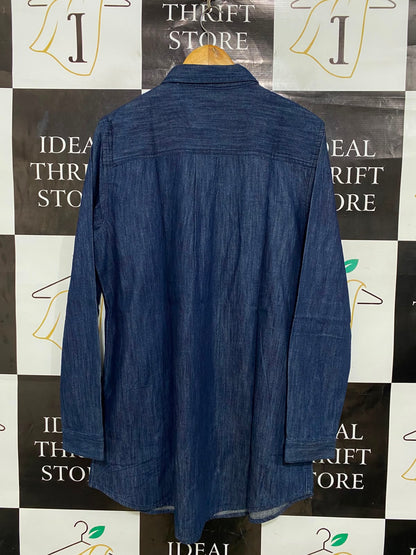 M&S |L| BUST 18| A28| CLASSIC BLUE DENIM COLLARED LONG-SLEEVE SHIRT DRESS / TUNIK