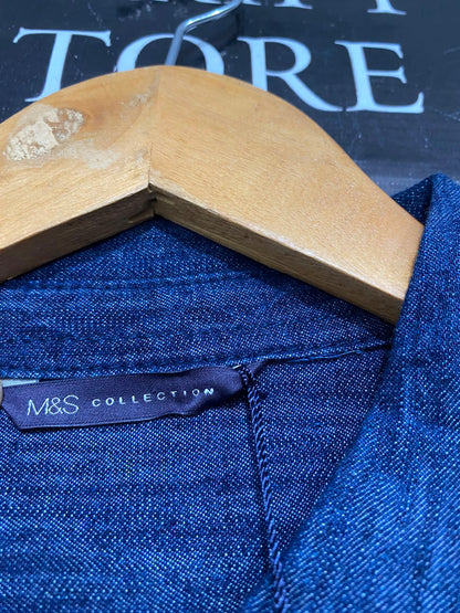 M&S |L| BUST 18| A28| CLASSIC BLUE DENIM COLLARED LONG-SLEEVE SHIRT DRESS / TUNIK