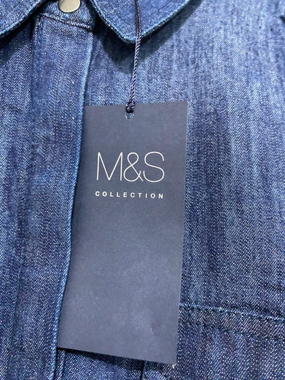 M&S |L| BUST 18| A28| CLASSIC BLUE DENIM COLLARED LONG-SLEEVE SHIRT DRESS / TUNIK