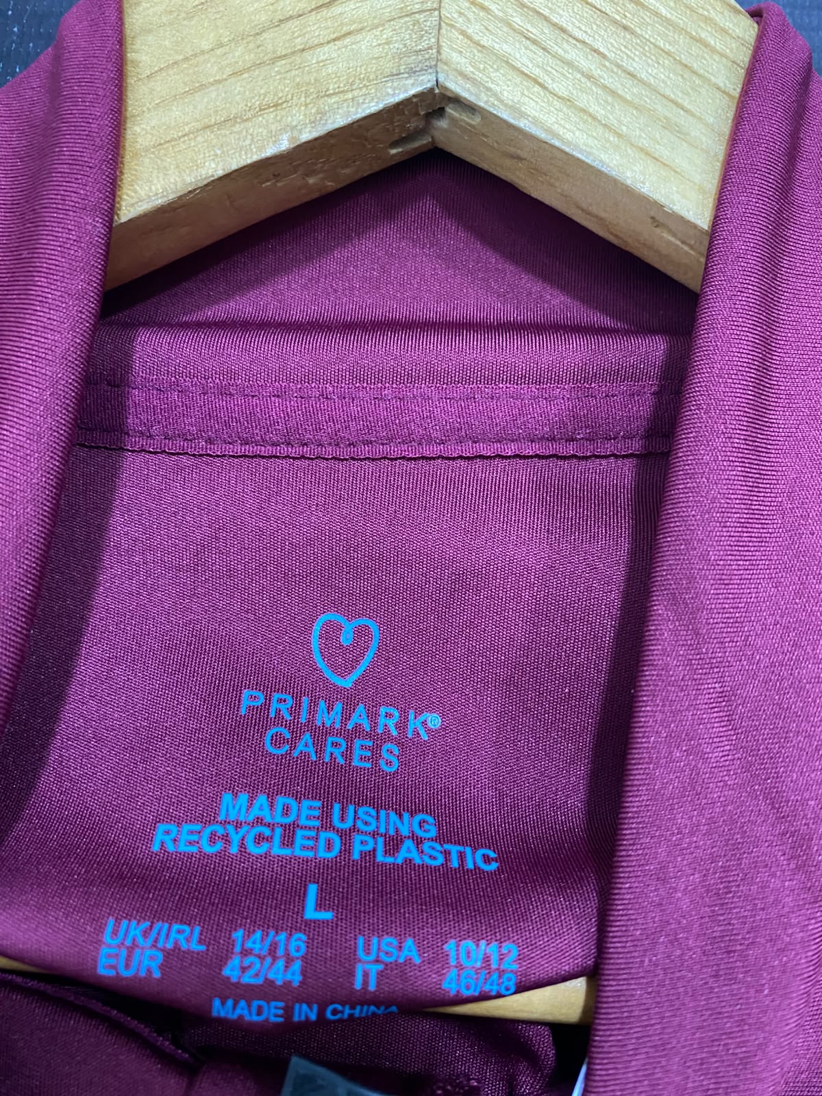 PRIMARK CARES |L| BUST 22| A28| BERRY PINK HALF-ZIP ATHLETIC LONG-SLEEVE TOP WITH THUMBHOLE CUFFS