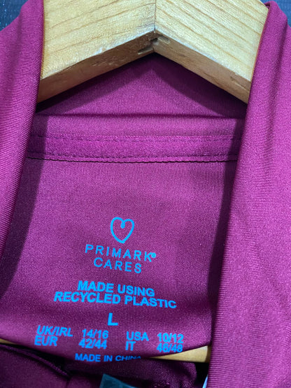 PRIMARK CARES |L| BUST 22| A28| BERRY PINK HALF-ZIP ATHLETIC LONG-SLEEVE TOP WITH THUMBHOLE CUFFS