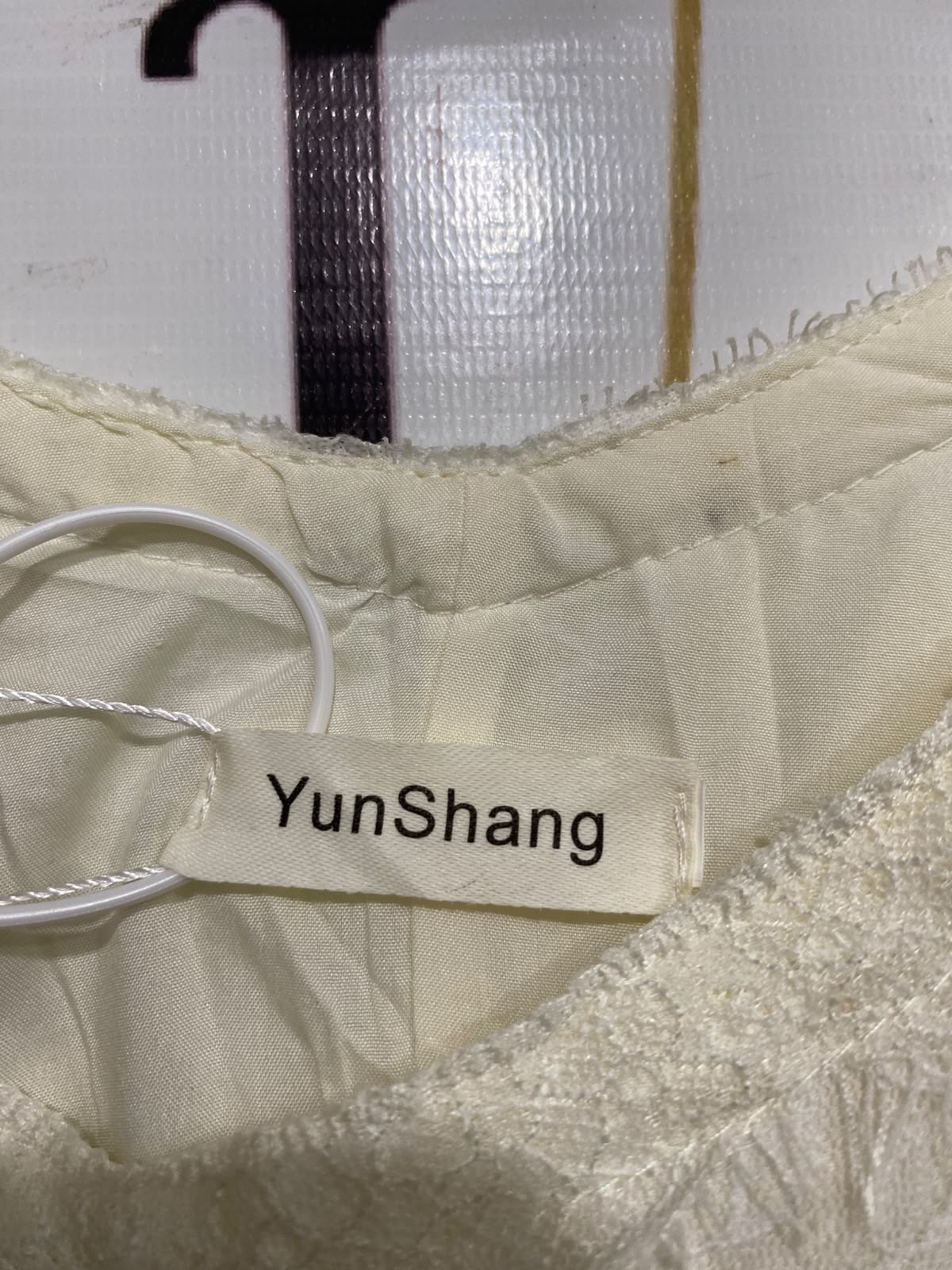 YUNSHANG |L| BUST 19| A28| CREAM & SOFT BROWN FLORAL LACE-TRIM PATCHWORK SLIP MIDI DRESS