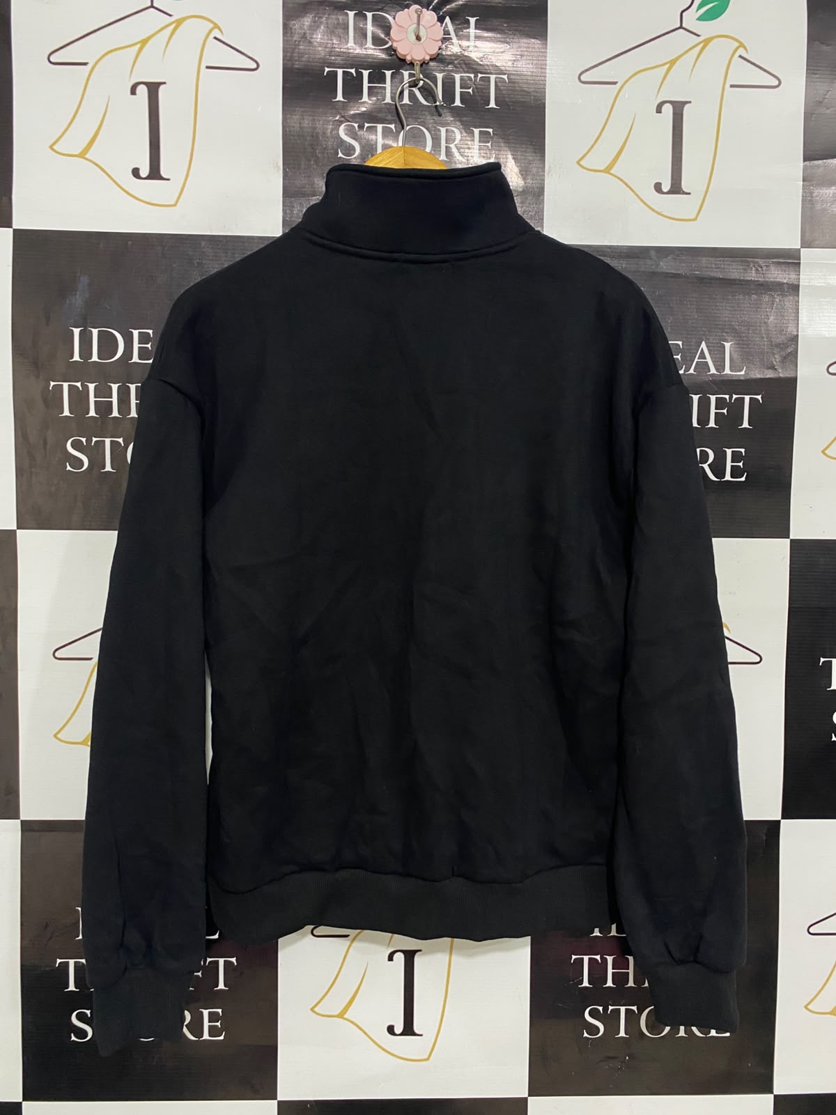 ALO |S| BUST 22| A27| BLACK ALO YOGA HALF-ZIP PULLOVER SWEATSHIRT WITH KANGA POCKET