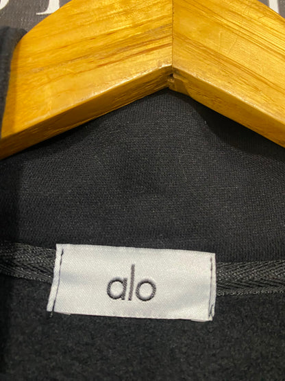 ALO |S| BUST 22| A27| BLACK ALO YOGA HALF-ZIP PULLOVER SWEATSHIRT WITH KANGA POCKET