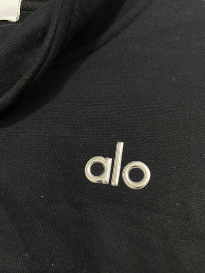 ALO |S| BUST 22| A27| BLACK ALO YOGA HALF-ZIP PULLOVER SWEATSHIRT WITH KANGA POCKET