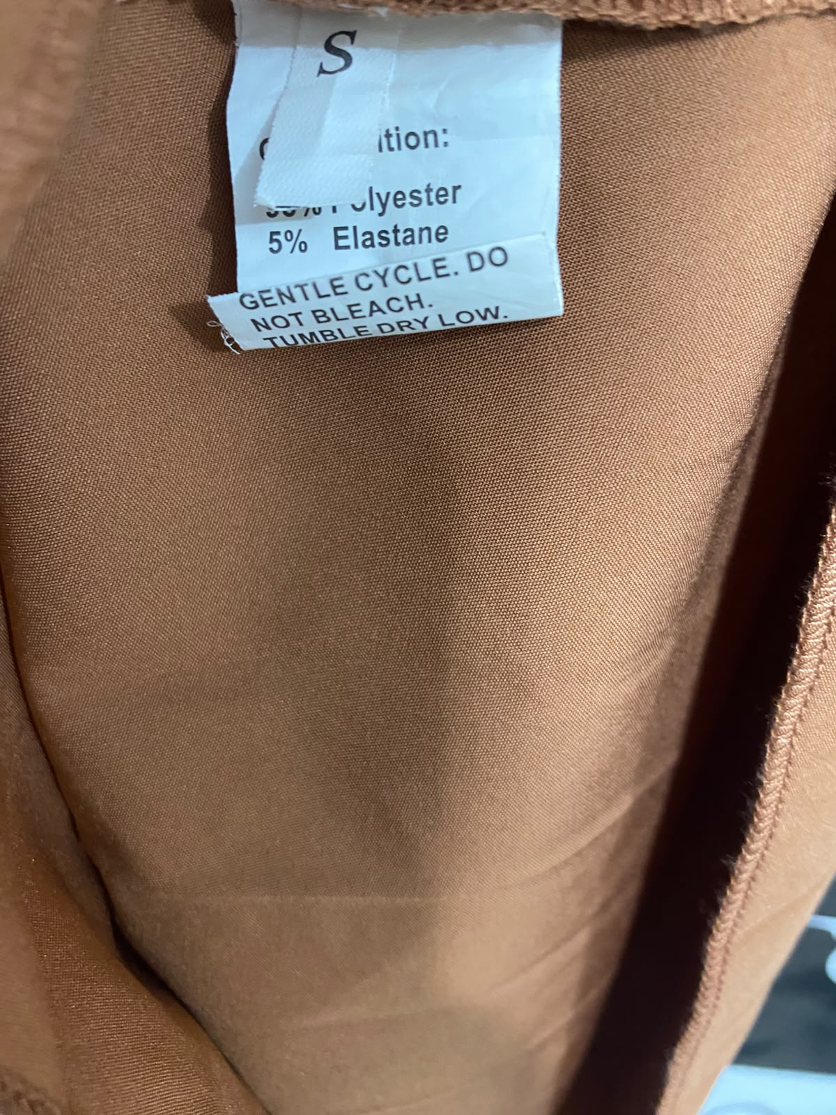 |S| BUST 16| A27| CARAMEL BROWN WRAP-STYLE LONG-SLEEVE TIE-WAIST MIDI DRESS