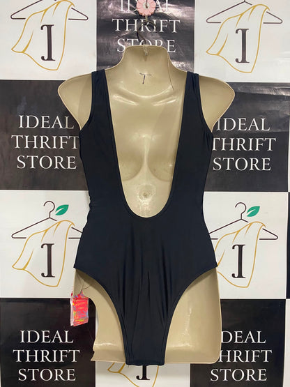 SINSAY |S| BUST 16| A27| CLASSIC BLACK SCOOP-NECK ONE-PIECE SWIMSUIT