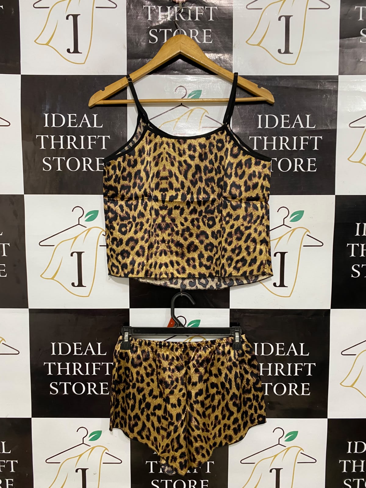 |S| A27| LEOPARD PRINT SATIN CAMI TOP & SHORTS LOUNGE & SLEEPWEAR SET
