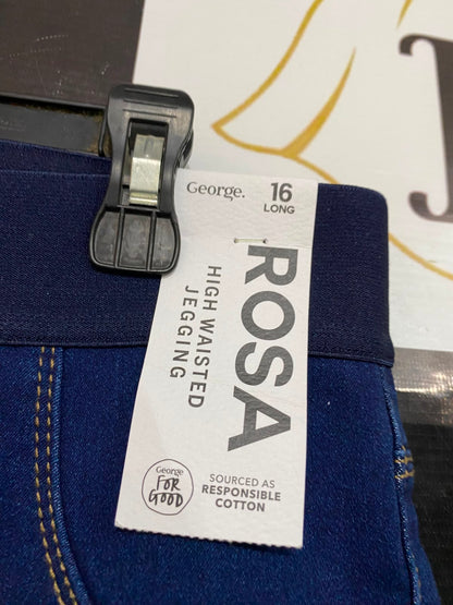 GEORGE |L| WAIST 32| A27| DARK BLUE ROSA HIGH-WAISTED DENIM LEGGINGS