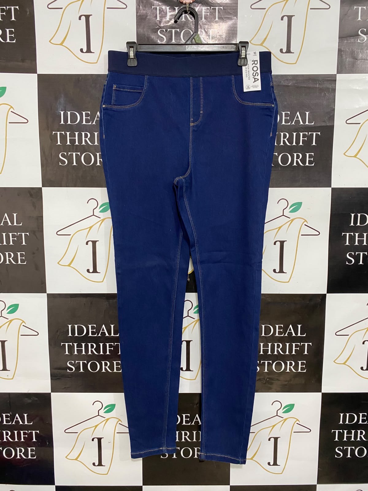 GEORGE |L| WAIST 32| A27| DARK BLUE ROSA HIGH-WAISTED DENIM LEGGINGS