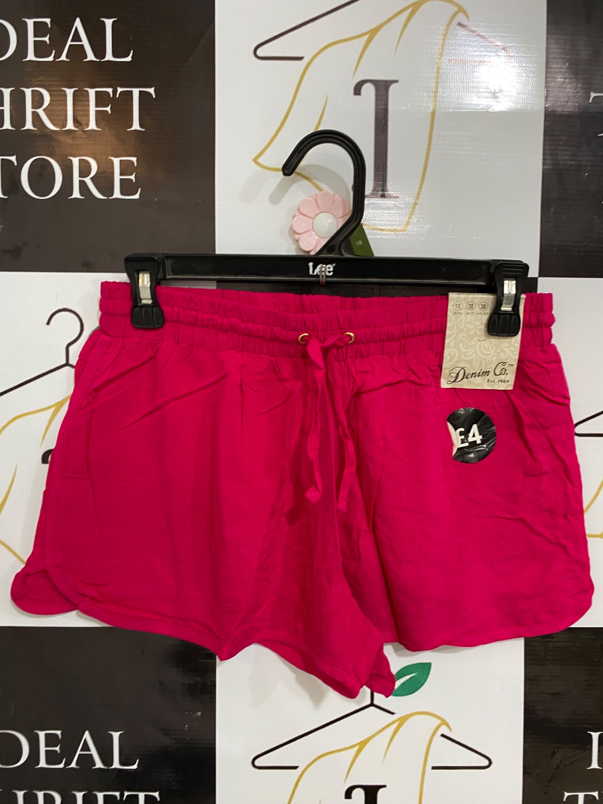 DENIM.CO |S| WAIST 26| A27| VIBRANT HOT PINK DENIM CO. DRAWSTRING LOUNGE SHORTS