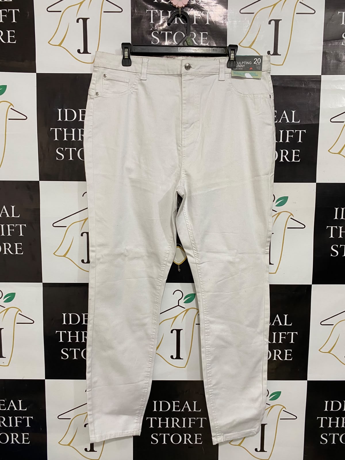 PRIMARK CARES |XL| WAIST 36| A27| OFF-WHITE / LIGHT BEIGE HIGH-RISE SCULPTING SKINNY JEANS